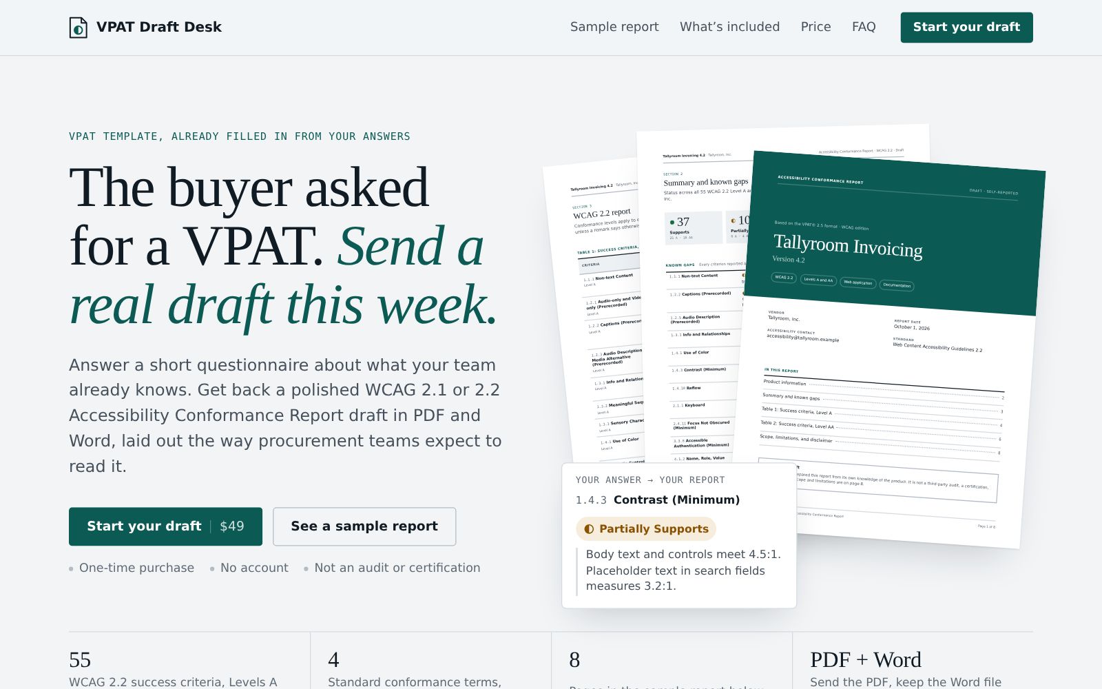 The VPAT Draft Desk website